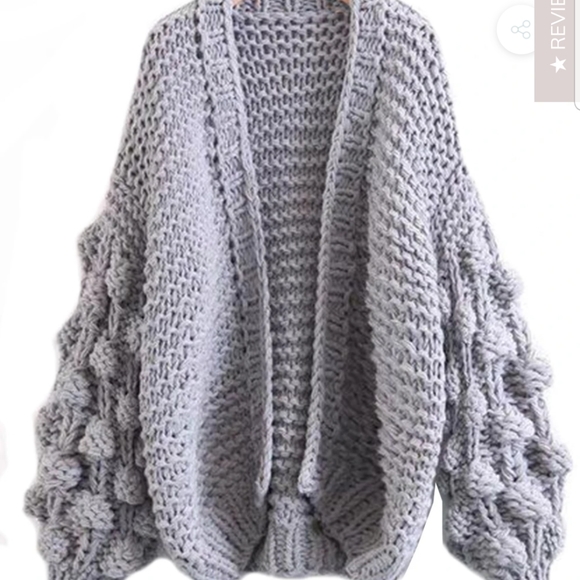 Grey chunky Cardigan Sweater - Picture 2 of 4